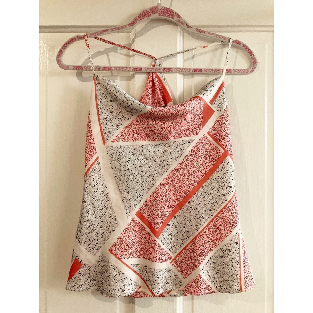 EXPRESS Printed Satin Racerback Cowl Neck Cami